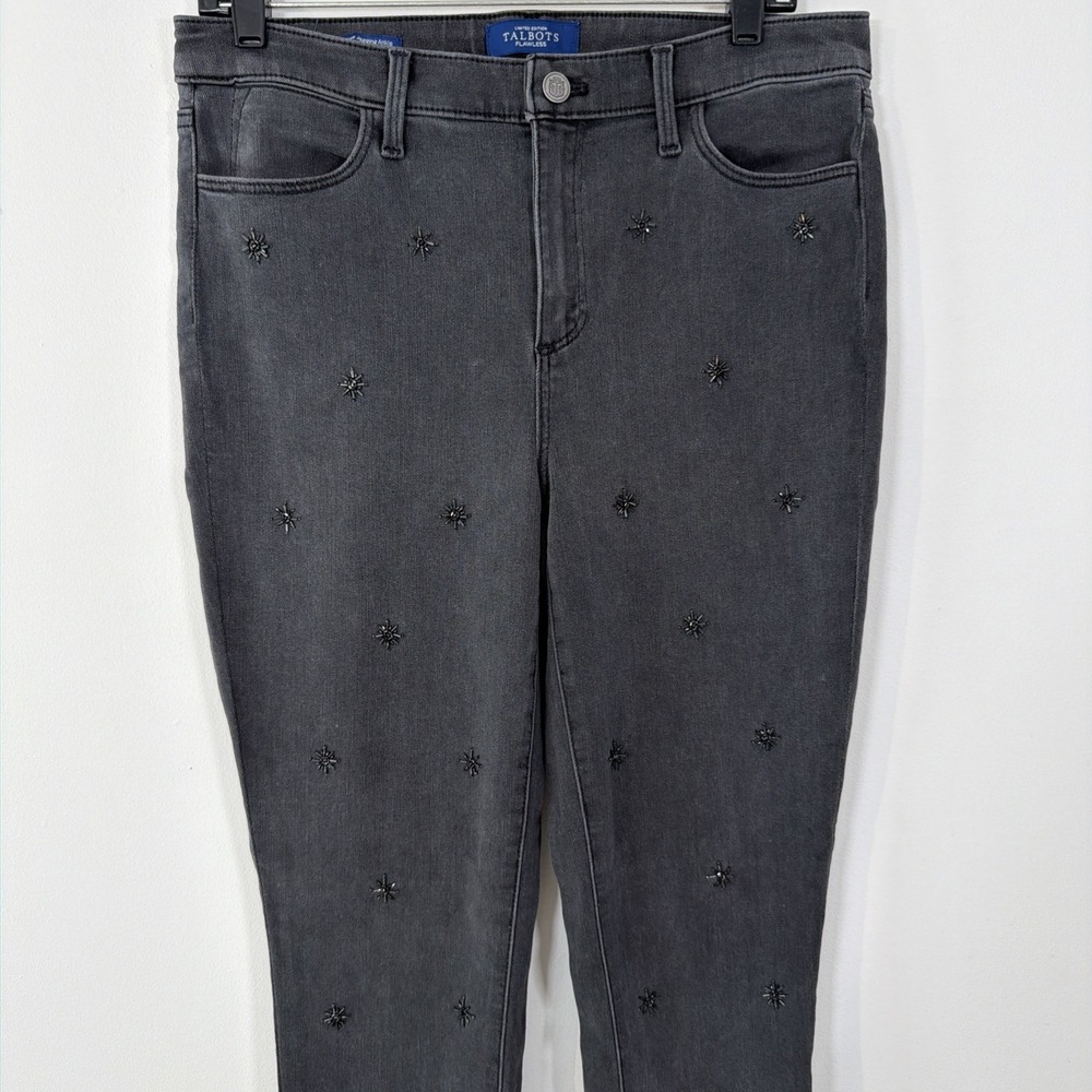 Talbots‎ Flawless Limited Edition High Rise Ankle Jeans 10 Black Denim Beaded